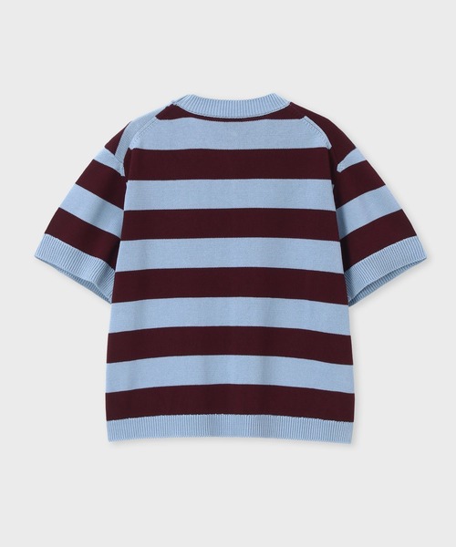 Paul Smith(ポールスミス)の「ウィメンズ ボーダー プリント 半袖ニット / 265052 899N(ニット/セーター・レディース・ライトブルー・MEDIUM)」の6枚目の写真