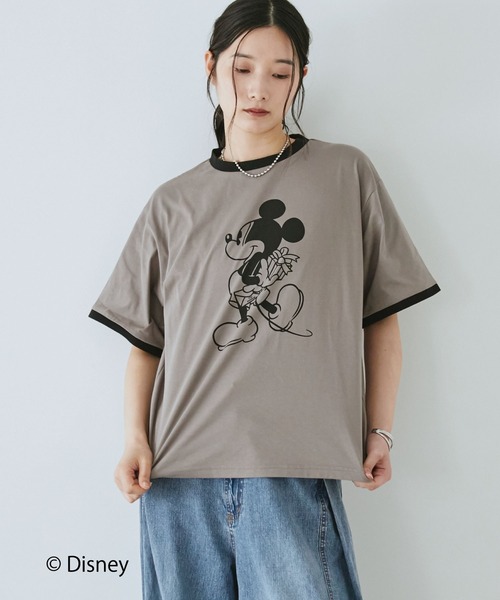 Doux archives(ドゥアルシーヴ)の「DOUX ARCHIVES限定商品【Disney】リンガーTee(Tシャツ/カットソー・レディース・ピンク/チャコールグレー・FREE)」の2枚目の写真