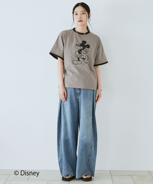 Doux archives(ドゥアルシーヴ)の「DOUX ARCHIVES限定商品【Disney】リンガーTee(Tシャツ/カットソー・レディース・ピンク/チャコールグレー・FREE)」の3枚目の写真