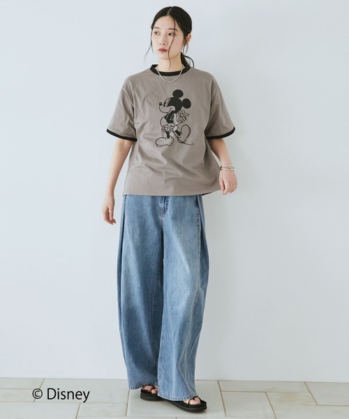 Doux archives(ドゥアルシーヴ)の「DOUX ARCHIVES限定商品【Disney】リンガーTee(Tシャツ/カットソー・レディース・ピンク/チャコールグレー・FREE)」の4枚目の写真