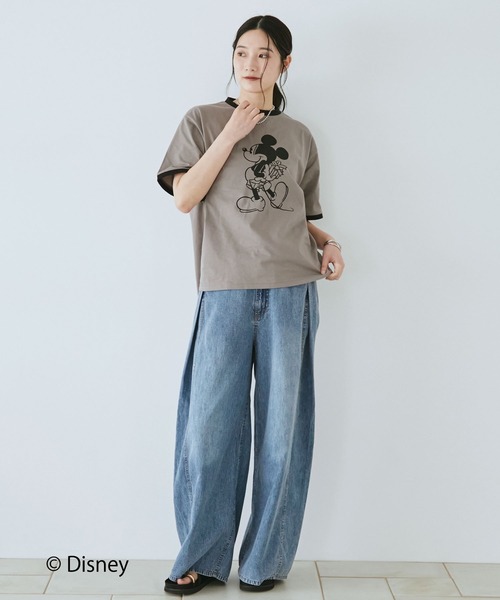 Doux archives(ドゥアルシーヴ)の「DOUX ARCHIVES限定商品【Disney】リンガーTee(Tシャツ/カットソー・レディース・ピンク/チャコールグレー・FREE)」の5枚目の写真