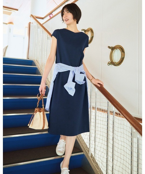 DoCLASSE（ ドゥクラッセ）の「【ポンチ（綿）キャップスリーブOP】（ワンピース・レディース・ライトピンク/ブラック/ブルー/ブラウン/ネイビー・LL/S/M/L/3L）」の3枚目の写真