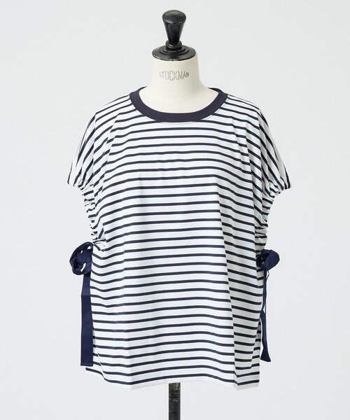 DESIGNWORKS（デザインワークス）の「【一部店舗限定】サイドリボンボーダーTシャツ（Tシャツ/カットソー・レディース・ネイビー・フリー）」の14枚目の写真