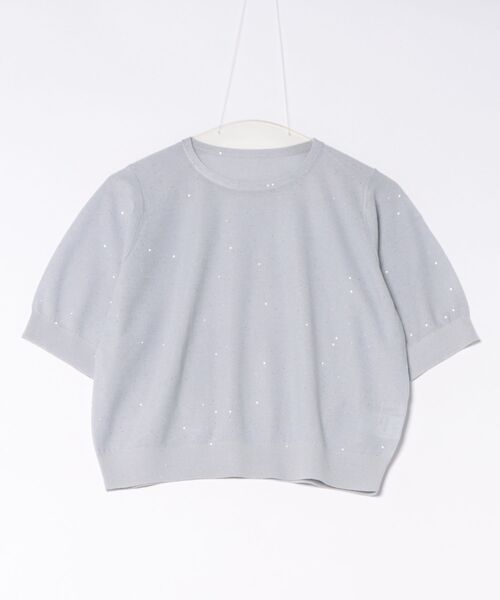 STRAWBERRY-FIELDS（ストロベリーフィールズ）の「ミニスパンコール_ミニスパンコール5分袖ニット（Tシャツ/カットソー・レディース・ブラック/グレイッシュブルー・2）」の14枚目の写真