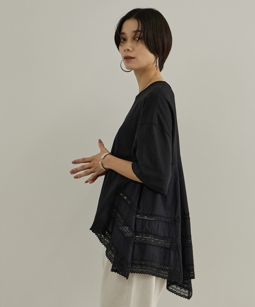 SALON adam et rope'(サロン アダム エ ロペ)の「【AAYUSHI(アユーシ)】バックスカーフハーフスリーブトップス(Tシャツ/カットソー・レディース・ホワイト/ブラック・FREE)」の11枚目の写真