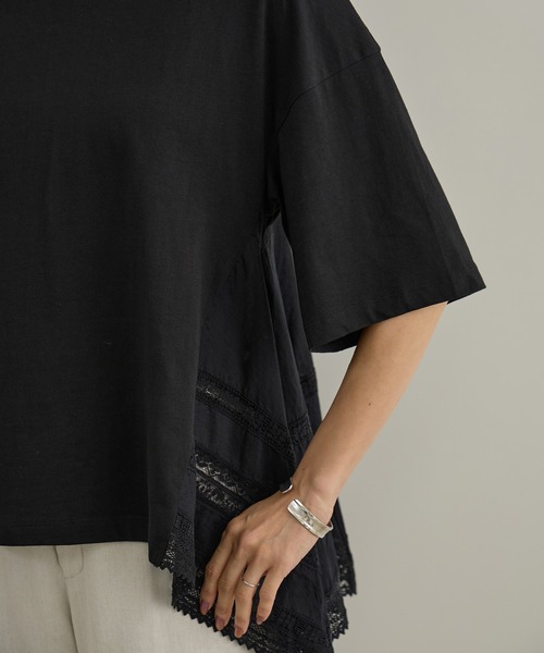 SALON adam et rope'(サロン アダム エ ロペ)の「【AAYUSHI(アユーシ)】バックスカーフハーフスリーブトップス(Tシャツ/カットソー・レディース・ホワイト/ブラック・FREE)」の12枚目の写真
