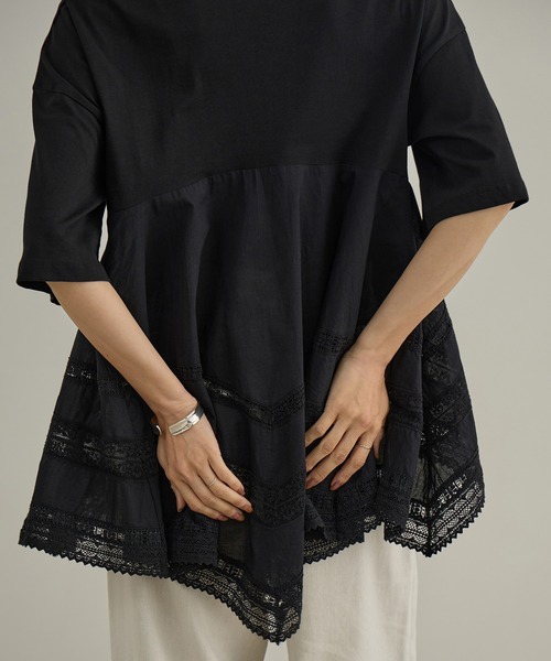 SALON adam et rope'(サロン アダム エ ロペ)の「【AAYUSHI(アユーシ)】バックスカーフハーフスリーブトップス(Tシャツ/カットソー・レディース・ホワイト/ブラック・FREE)」の13枚目の写真