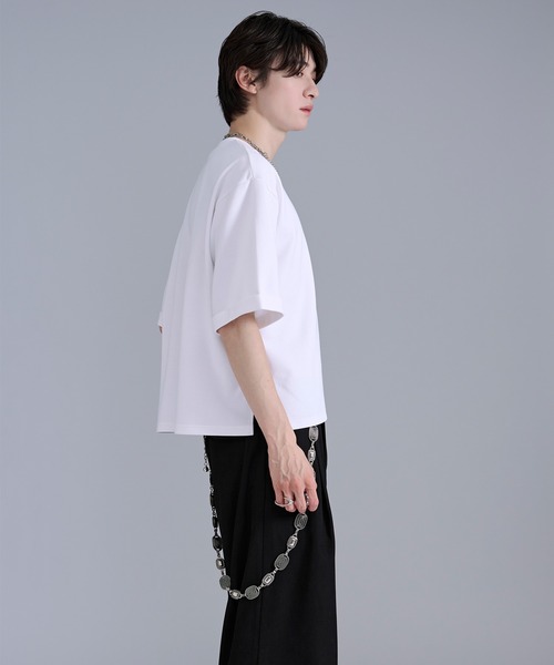 Ellno Loset(エルノロゼット)の「ロゴ刺繍ポンチTシャツ(Tシャツ/カットソー・メンズ・オフホワイト/ブラック・SMALL/MEDIUM/LARGE)」の13枚目の写真
