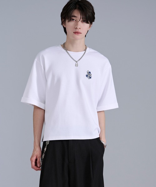Ellno Loset(エルノロゼット)の「ロゴ刺繍ポンチTシャツ(Tシャツ/カットソー・メンズ・オフホワイト/ブラック・SMALL/MEDIUM/LARGE)」の10枚目の写真