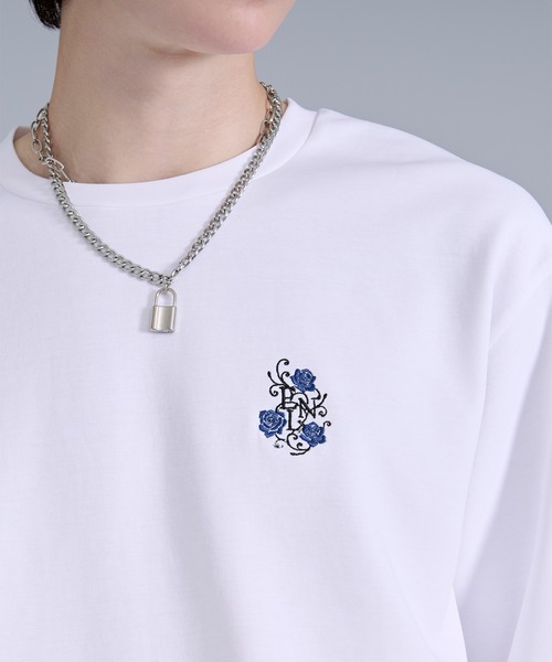 Ellno Loset(エルノロゼット)の「ロゴ刺繍ポンチTシャツ(Tシャツ/カットソー・メンズ・オフホワイト/ブラック・SMALL/MEDIUM/LARGE)」の16枚目の写真