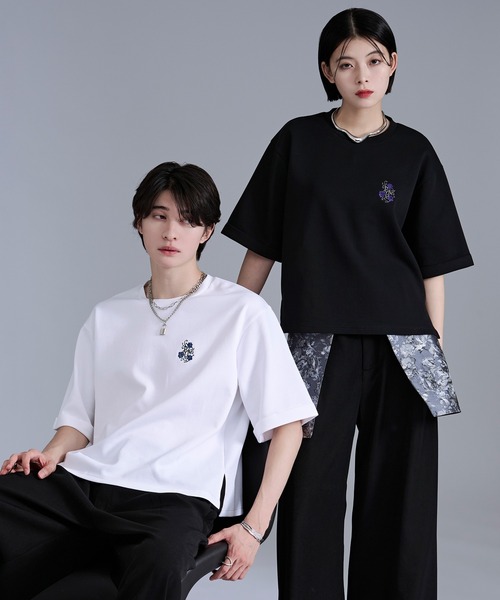 Ellno Loset(エルノロゼット)の「ロゴ刺繍ポンチTシャツ(Tシャツ/カットソー・メンズ・オフホワイト/ブラック・SMALL/MEDIUM/LARGE)」の19枚目の写真