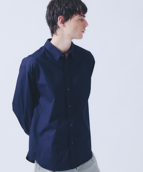 ABAHOUSE(アバハウス)の「【JAMES FABRIC】サイドガゼット レギュラーカラーシャツ / オーバーサイズ(シャツ/ブラウス・メンズ・ブルー/ダークネイビー/ホワイト・48/46)」の1枚目の写真
