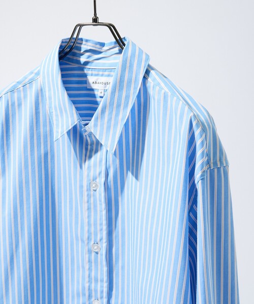 ABAHOUSE(アバハウス)の「【JAMES FABRIC】サイドガゼット レギュラーカラーシャツ / オーバーサイズ(シャツ/ブラウス・メンズ・ブルー/ダークネイビー/ホワイト・48/46)」の10枚目の写真