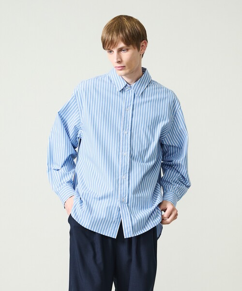 ABAHOUSE(アバハウス)の「【JAMES FABRIC】サイドガゼット レギュラーカラーシャツ / オーバーサイズ(シャツ/ブラウス・メンズ・ブルー/ダークネイビー/ホワイト・48/46)」の12枚目の写真