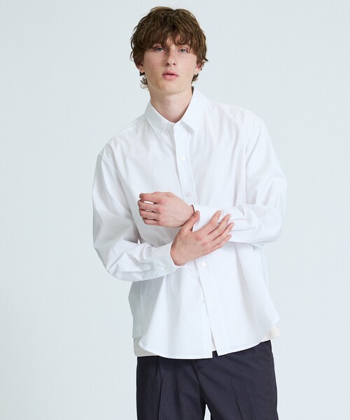 ABAHOUSE(アバハウス)の「【JAMES FABRIC】サイドガゼット レギュラーカラーシャツ / オーバーサイズ(シャツ/ブラウス・メンズ・ブルー/ダークネイビー/ホワイト・48/46)」の18枚目の写真