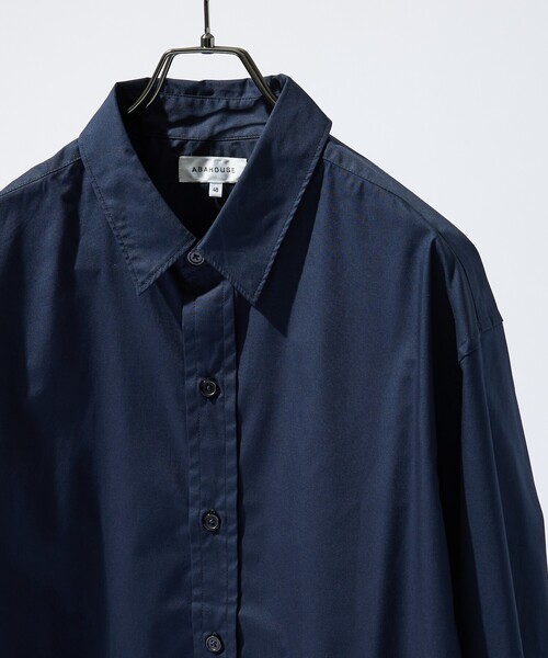 ABAHOUSE(アバハウス)の「【JAMES FABRIC】サイドガゼット レギュラーカラーシャツ / オーバーサイズ(シャツ/ブラウス・メンズ・ブルー/ダークネイビー/ホワイト・48/46)」の9枚目の写真