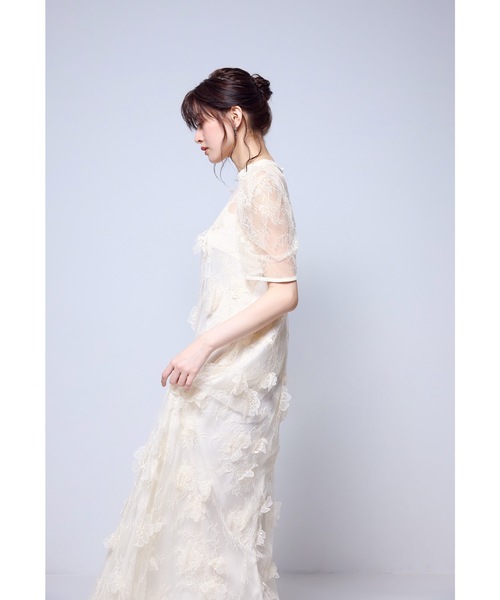 niana(ニアナ)の「フラワーレースドレス 花嫁 前撮り パーティードレス オケージョンドレス 結婚式 二次会 同窓会 成人式 お呼ばれワンピース(ドレス・レディース・ブラウン/アイボリー/ブラック・L/M/S)」の4枚目の写真