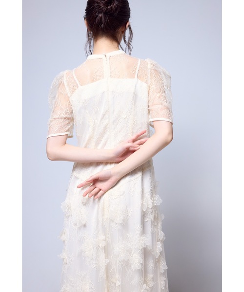 niana(ニアナ)の「フラワーレースドレス 花嫁 前撮り パーティードレス オケージョンドレス 結婚式 二次会 同窓会 成人式 お呼ばれワンピース(ドレス・レディース・ブラウン/アイボリー/ブラック・L/M/S)」の6枚目の写真