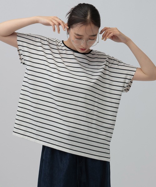 LEPSIM(レプシィム)の「バックベロアリボンフレンチスリーブ 885513(Tシャツ/カットソー・レディース・オフホワイト/ブラック/ホワイト×ブラック・FREE)」の10枚目の写真
