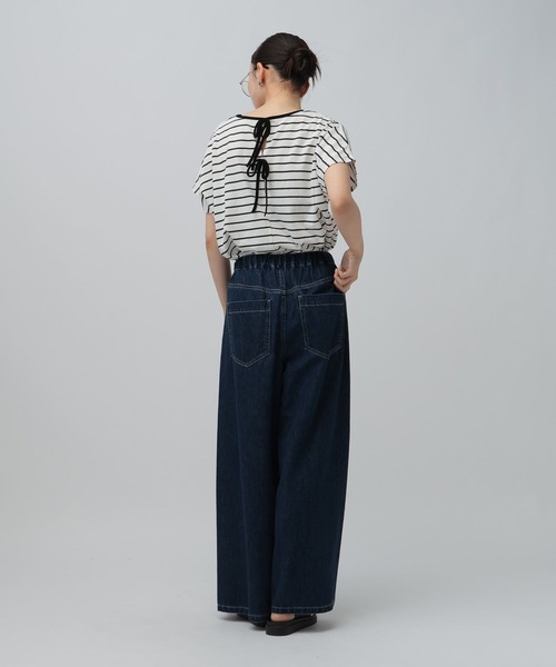 LEPSIM(レプシィム)の「バックベロアリボンフレンチスリーブ 885513(Tシャツ/カットソー・レディース・オフホワイト/ブラック/ホワイト×ブラック・FREE)」の17枚目の写真