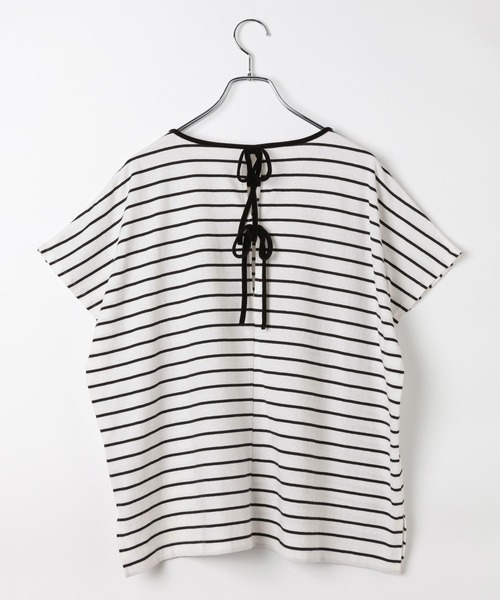 LEPSIM(レプシィム)の「バックベロアリボンフレンチスリーブ 885513(Tシャツ/カットソー・レディース・オフホワイト/ブラック/ホワイト×ブラック・FREE)」の18枚目の写真