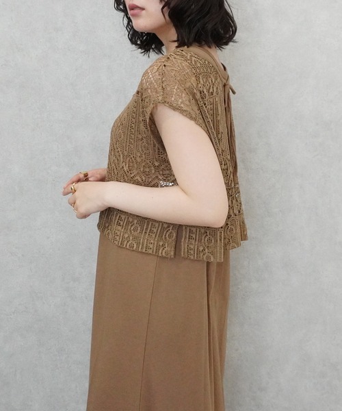 SELECT LEVERY(セレクトリベリー)の「レースプルオーバー×天竺ワンピースセット(ワンピース・レディース・カーキ/キャメル/ブラック・LARGE/MEDIUM)」の19枚目の写真