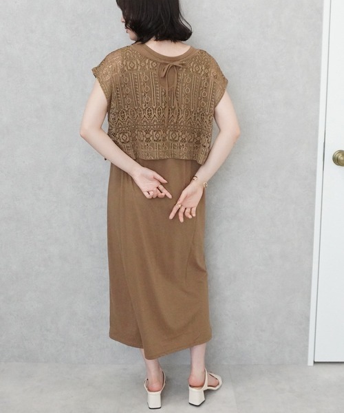 SELECT LEVERY(セレクトリベリー)の「レースプルオーバー×天竺ワンピースセット(ワンピース・レディース・カーキ/キャメル/ブラック・LARGE/MEDIUM)」の21枚目の写真