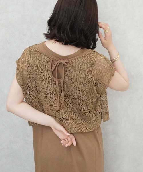 SELECT LEVERY(セレクトリベリー)の「レースプルオーバー×天竺ワンピースセット(ワンピース・レディース・カーキ/キャメル/ブラック・LARGE/MEDIUM)」の22枚目の写真