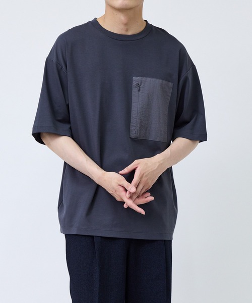 j.n.r.d(ジェー・エヌ・アール・ディー)の「布帛切替ポケットTシャツ(Tシャツ/カットソー・メンズ・ブラック/チャコールグレー/ホワイト・LL/M/L)」の11枚目の写真