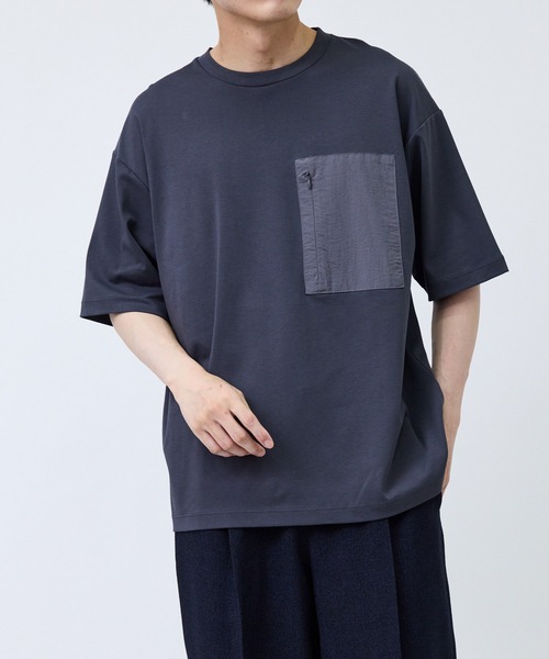 j.n.r.d(ジェー・エヌ・アール・ディー)の「布帛切替ポケットTシャツ(Tシャツ/カットソー・メンズ・ブラック/チャコールグレー/ホワイト・LL/M/L)」の13枚目の写真