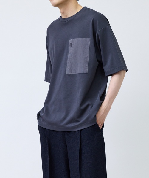 j.n.r.d(ジェー・エヌ・アール・ディー)の「布帛切替ポケットTシャツ(Tシャツ/カットソー・メンズ・ブラック/チャコールグレー/ホワイト・LL/M/L)」の12枚目の写真