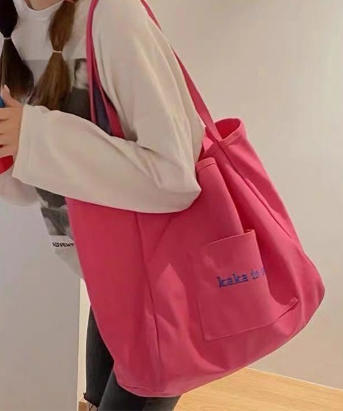 ONEP STAR(ワンピスター)の「ロゴ入りキャンバストートバッグ(ショルダーバッグ・レディース・グリーン/オレンジ/ローズ/オフホワイト・FREE)」の3枚目の写真