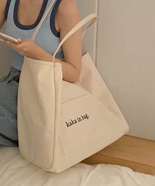 ONEP STAR(ワンピスター)の「ロゴ入りキャンバストートバッグ(ショルダーバッグ・レディース・グリーン/オレンジ/ローズ/オフホワイト・FREE)」の2枚目の写真