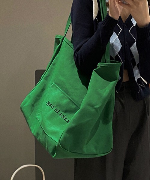 ONEP STAR(ワンピスター)の「ロゴ入りキャンバストートバッグ(ショルダーバッグ・レディース・グリーン/オレンジ/ローズ/オフホワイト・FREE)」の12枚目の写真