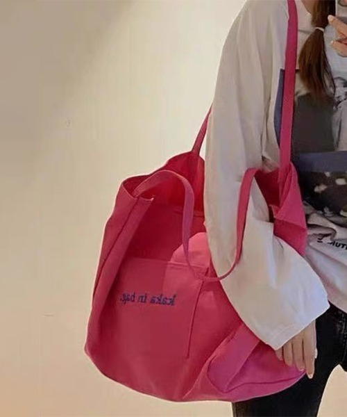 ONEP STAR(ワンピスター)の「ロゴ入りキャンバストートバッグ(ショルダーバッグ・レディース・グリーン/オレンジ/ローズ/オフホワイト・FREE)」の20枚目の写真
