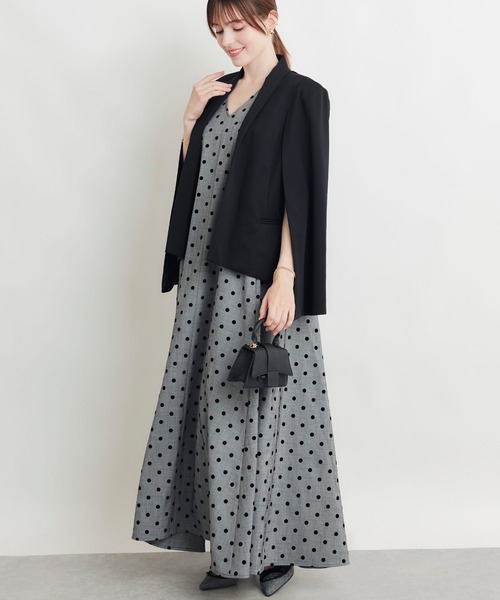 PICCIN PERLA(ピッチンペルラ)の「ラメ織フロッキードットジャンパースカート(ジャンパースカート・レディース・ブラック/グレー・M)」の15枚目の写真