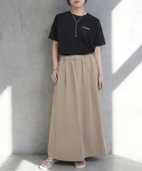 SELECT LEVERY（セレクトリベリー）の「ヘビーオンススウェットフレアロングスカート（スカート・レディース・ブラック/ベージュ/グレー/カーキ・MEDIUM/LARGE/X-LARGE）」の6枚目の写真