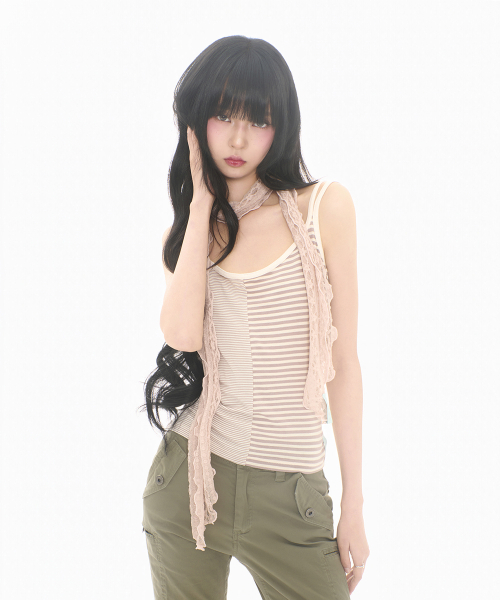 MIRECO(ミレコ)の「DOUBLE STRIPE CAMI CREAM(Tシャツ/カットソー・レディース・その他・FREE)」の1枚目の写真