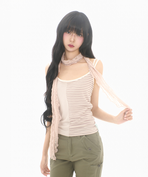 MIRECO(ミレコ)の「DOUBLE STRIPE CAMI CREAM(Tシャツ/カットソー・レディース・その他・FREE)」の2枚目の写真