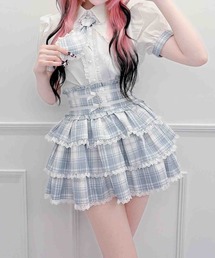 リボン付きチェック柄スカパン