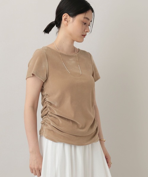 A part by(アパートバイ)の「サイドギャザーベロアSS(Tシャツ/カットソー・レディース・ライトベージュ/ブラック/ダークブラウン・FREE)」の17枚目の写真