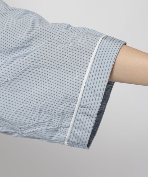 niko and...(ニコアンド)の「ワッシャーストライプシャツ(シャツ/ブラウス・レディース・ライトブルー/ブラウン・LARGE/MEDIUM)」の12枚目の写真