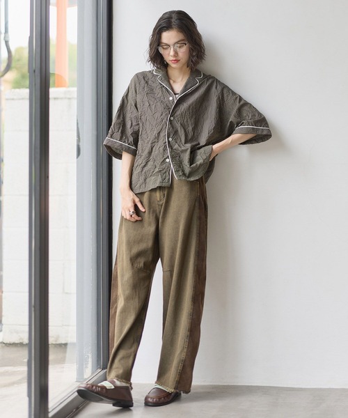 niko and...(ニコアンド)の「ワッシャーストライプシャツ(シャツ/ブラウス・レディース・ライトブルー/ブラウン・LARGE/MEDIUM)」の13枚目の写真