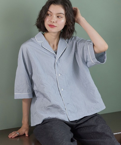 niko and...(ニコアンド)の「ワッシャーストライプシャツ(シャツ/ブラウス・レディース・ライトブルー/ブラウン・LARGE/MEDIUM)」の21枚目の写真
