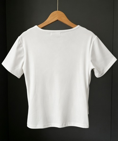 Miniministore(ミニミニストア)の「ヘンリーネックTシャツ レースレイヤード(Tシャツ/カットソー・レディース・ベージュ/ブラック/ライトブルー/ホワイト/イエロー・FREE)」の22枚目の写真