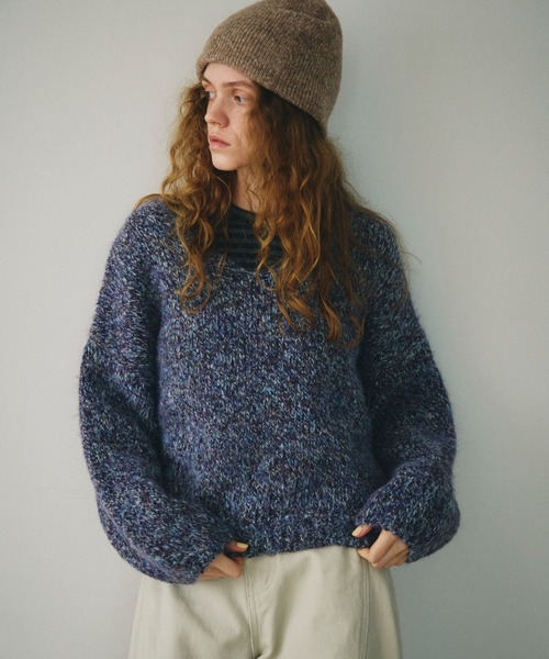 full/fill.（フルフィル）の「mix yarn v neck knit / ミックスヤーンVネックニット（ニット/セーター・レディース・パープル/グレー・FREE）」の2枚目の写真