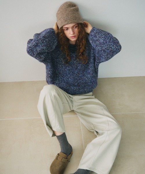 full/fill.（フルフィル）の「mix yarn v neck knit / ミックスヤーンVネックニット（ニット/セーター・レディース・パープル/グレー・FREE）」の18枚目の写真