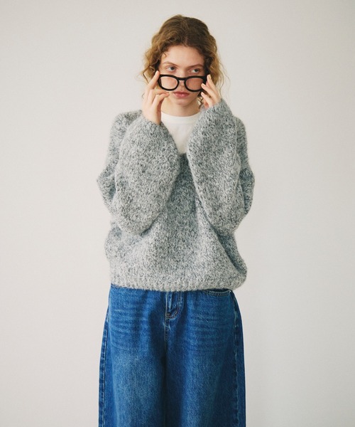 full/fill.（フルフィル）の「mix yarn v neck knit / ミックスヤーンVネックニット（ニット/セーター・レディース・パープル/グレー・FREE）」の3枚目の写真