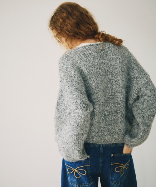 full/fill.（フルフィル）の「mix yarn v neck knit / ミックスヤーンVネックニット（ニット/セーター・レディース・パープル/グレー・FREE）」の4枚目の写真
