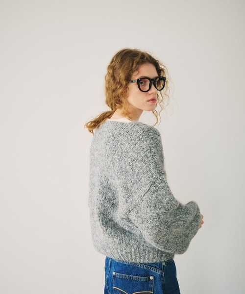 full/fill.（フルフィル）の「mix yarn v neck knit / ミックスヤーンVネックニット（ニット/セーター・レディース・パープル/グレー・FREE）」の5枚目の写真